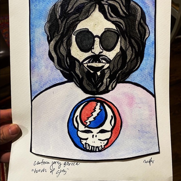 Jerry Garcia Grateful Dead watercolor painting sketch print - Picture 2 of 2